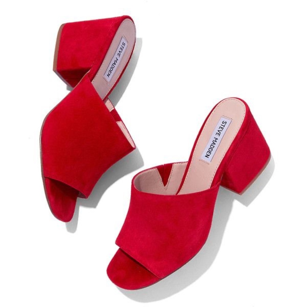 Steve Madden Red Suede Mules